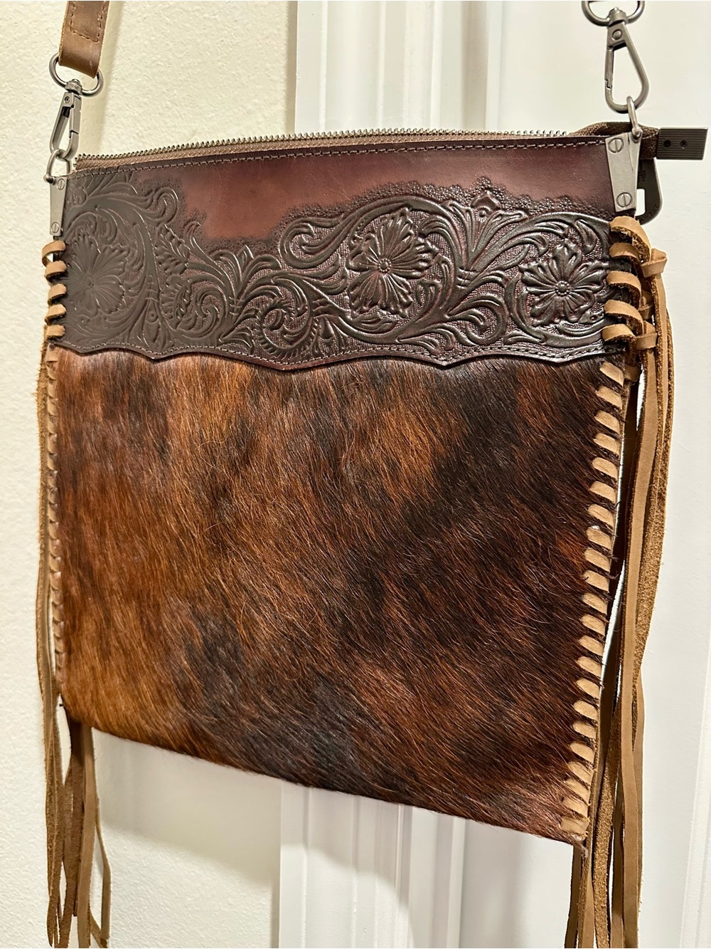 Montana West Leather & Hide Crossbody Fringe Purse